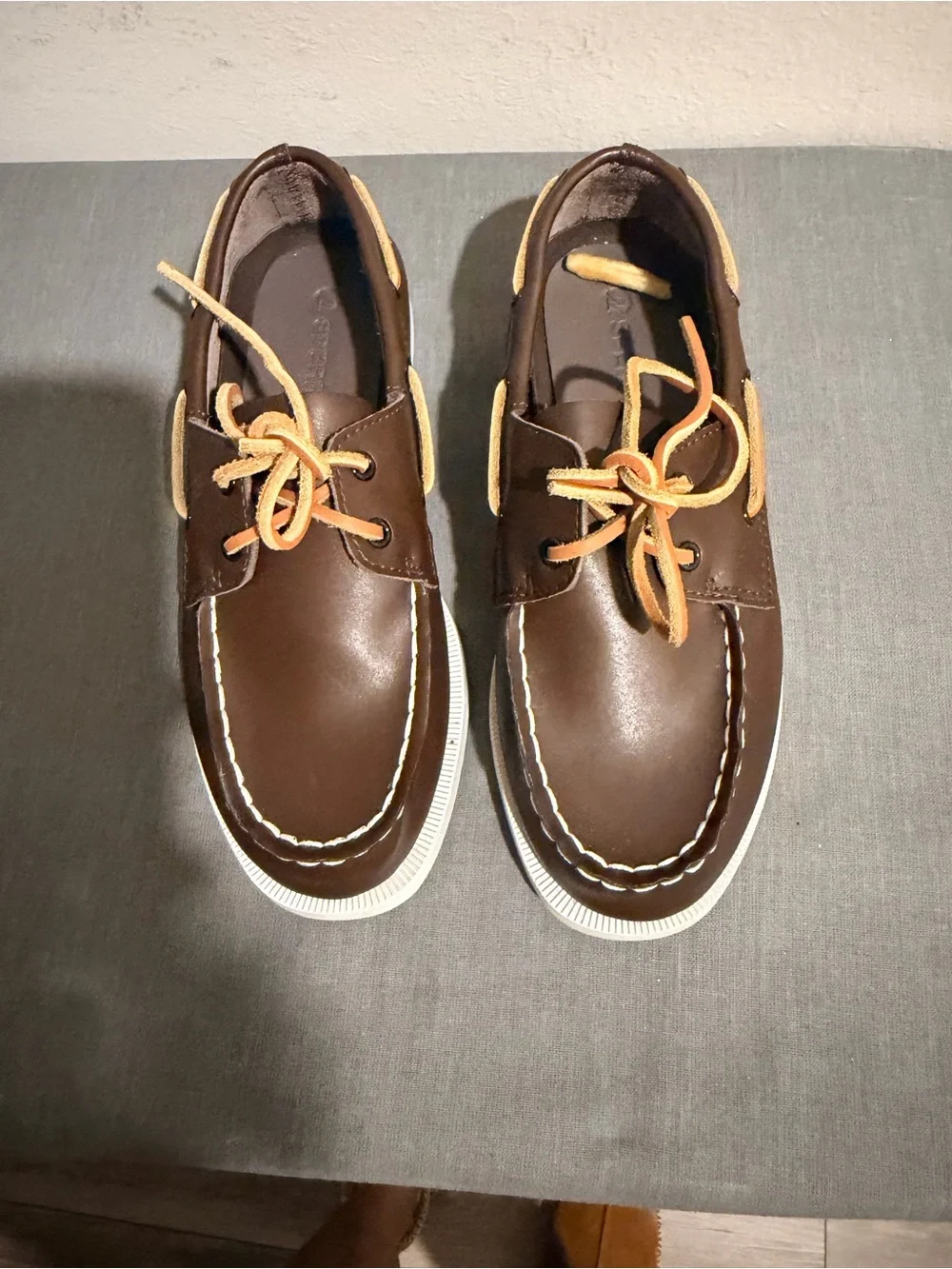 Sperry Kids Brown Moccasin Boat Shoes with Tan Laces